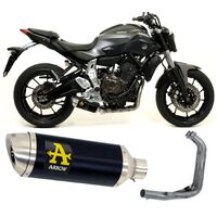 Yamaha Mt-07 2017 > 2020 Full Exhaust Arrow Thunder Aluminium Black 