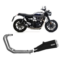 Triumph Speed 1200 2019 > 2021 Exhaust System Arrow Nichrom Black Pro Racing Tail Pipe Steel Collectors Racing No Kat