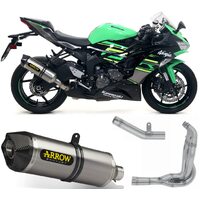 Kawasaki Zx-6r 636 2019 > 2020 Arrow Link Pipe+racing Race-tech Titanium Exhaust Carbon End Cap