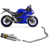 Yamaha YZF R3 2021 > 2023 Exhaust Arrow Thunder Carbon End Cap Titanium+collector