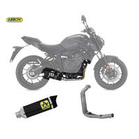 Yamaha Mt-07 2021 > 2024 Full Exhaust Kat Arrow Thunder Carbon End Cap Black Aluminum 