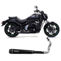 Kawasaki Vulcan S 650 2021 > 2024 Full Exhaust Arrow Rebel Carbon End Cap Steel Black